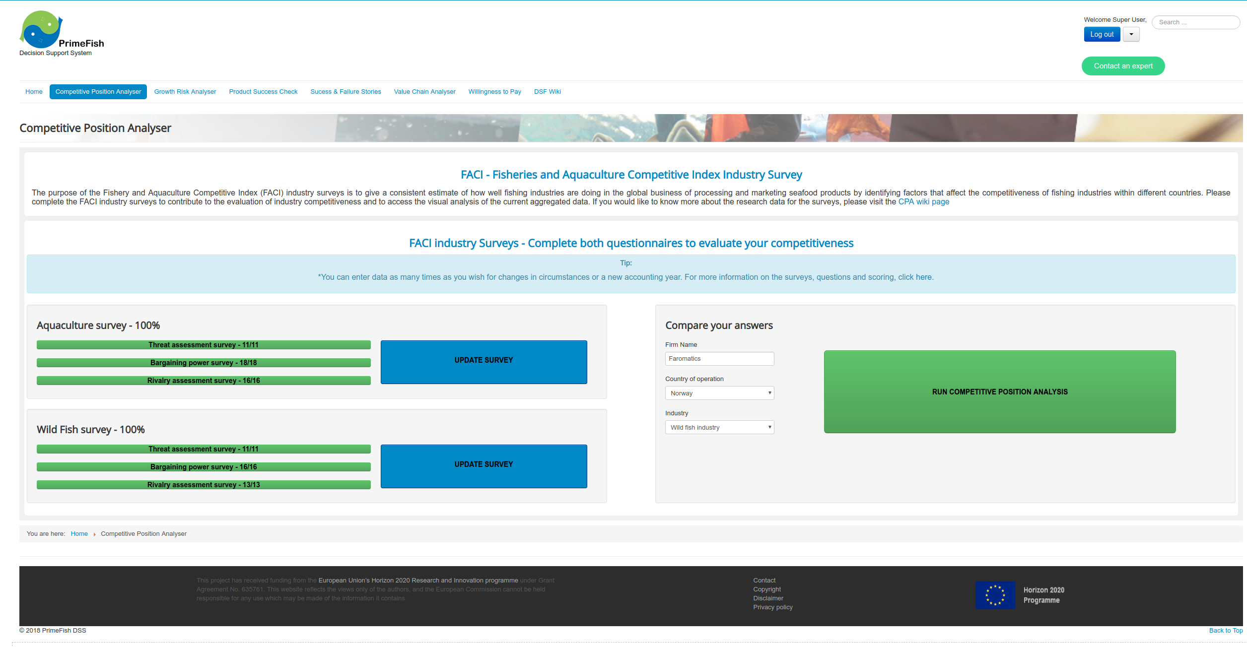 The CPA tool landing page.